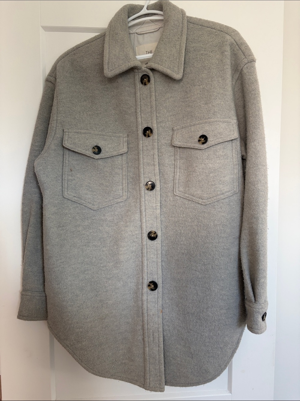 Aritzia Light Gray Teddy Shacket Jacket